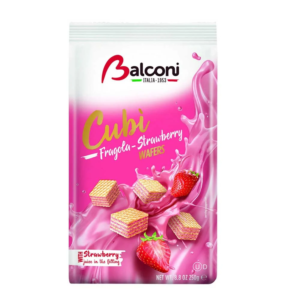 Balconi Cubi Strawberry Wafers - 250g (Kosher)