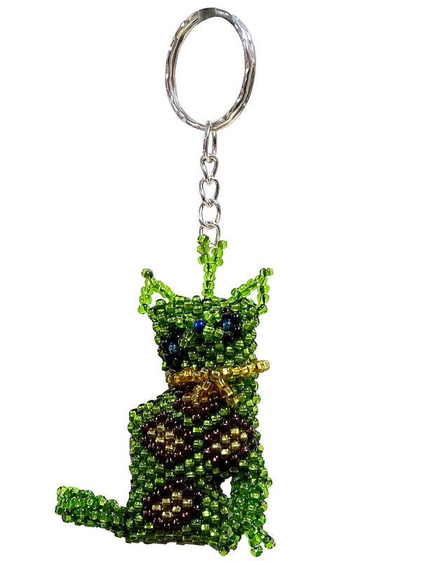 Beaded Cat Seed Bead Figurine Keychain - Image 2