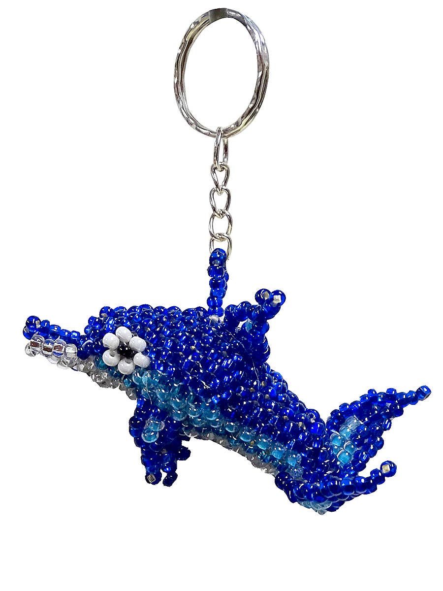 Beaded Dolphin Seed Bead Figurine Keychain - Image 2
