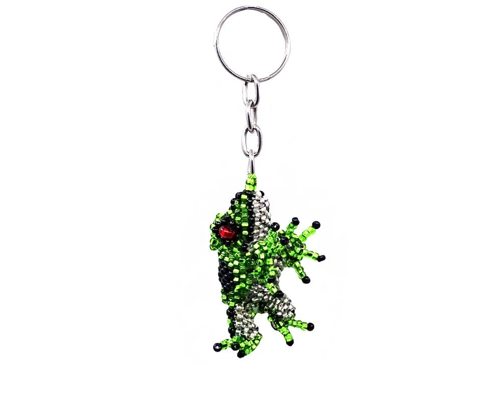 Beaded Frog Seed Bead Figurine Keychain - Image 3