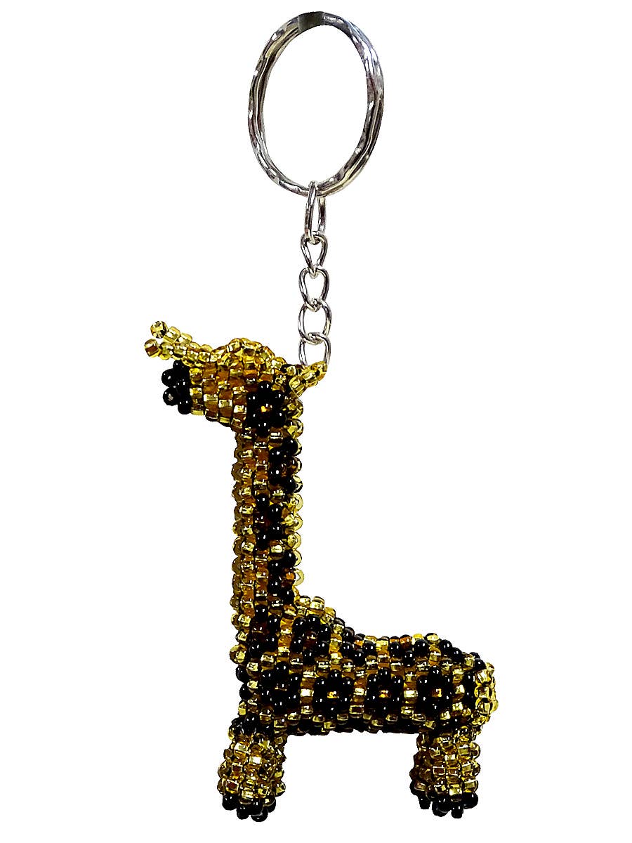 Beaded Giraffe Seed Bead Figurine Keychain - Image 2
