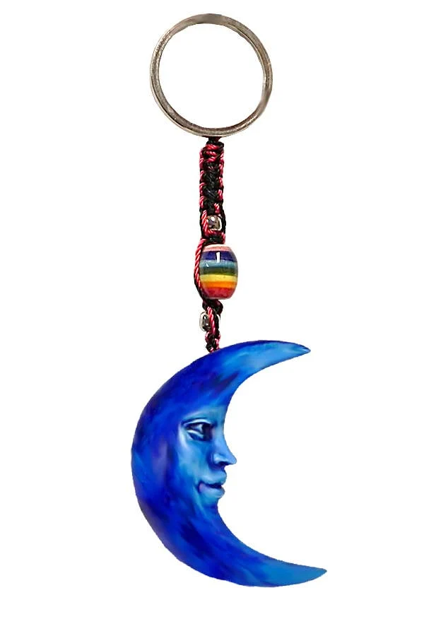 Blue Crescent Moon Celestial Durepox Resin Figurine Keychain