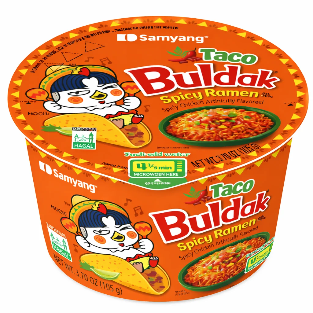 Buldak Variety Flavored Cups: Buldak Cup Taco 6-Pack