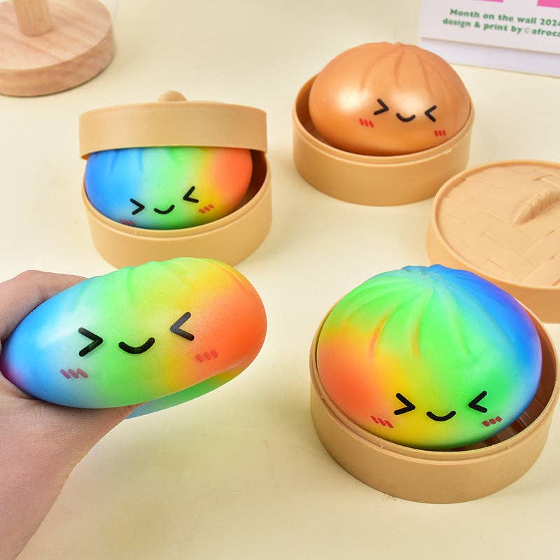 Cartoon Jumbo Mystery Squishy Dumpling Realistic Steamed Bun Stress Relief Squeeze Toy: Gold sparkling / 1 pc (ship randomly) - Image 6