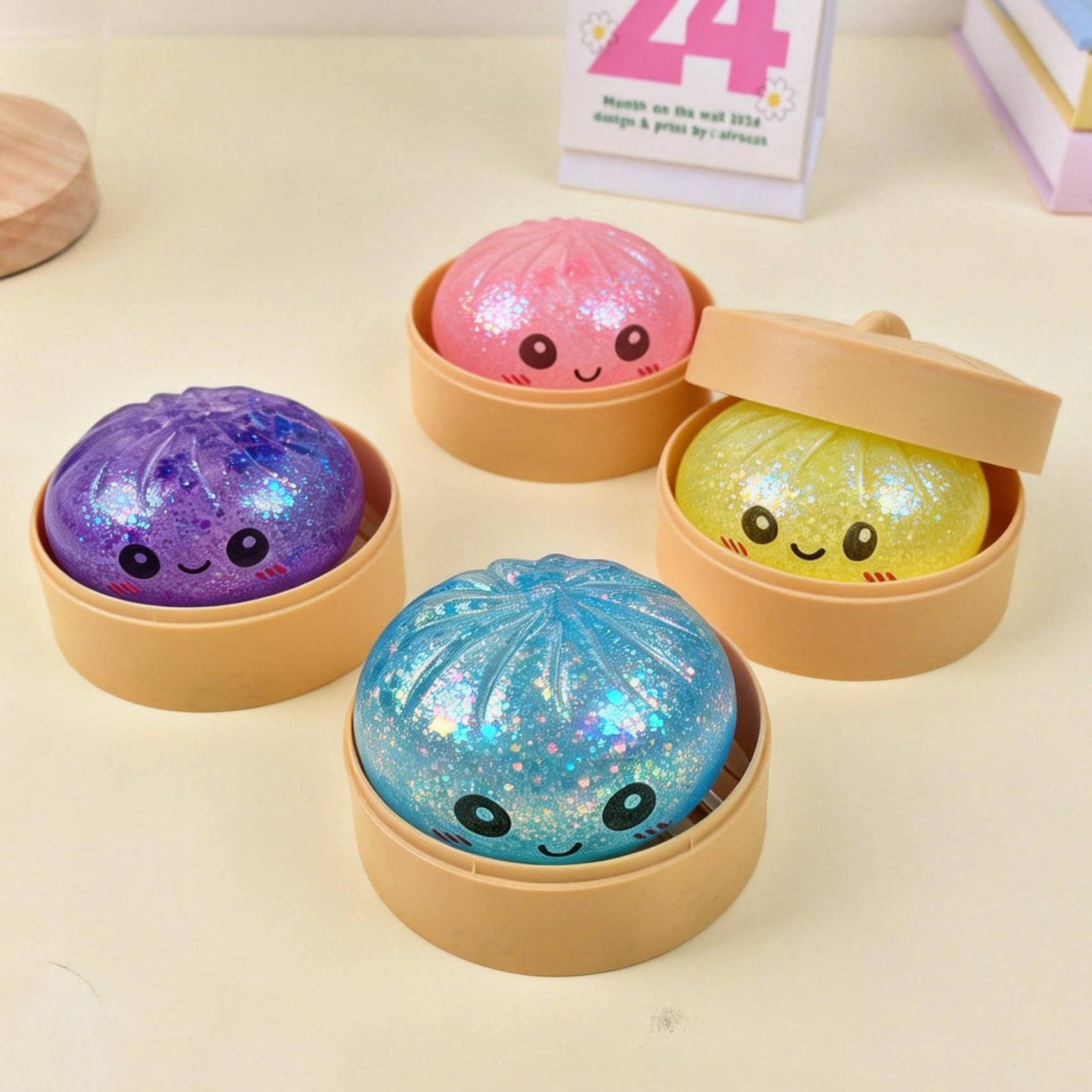 Cartoon Jumbo Mystery Squishy Dumpling Realistic Steamed Bun Stress Relief Squeeze Toy: Tie dyed big size / 1 pc (ship randomly) - Image 7