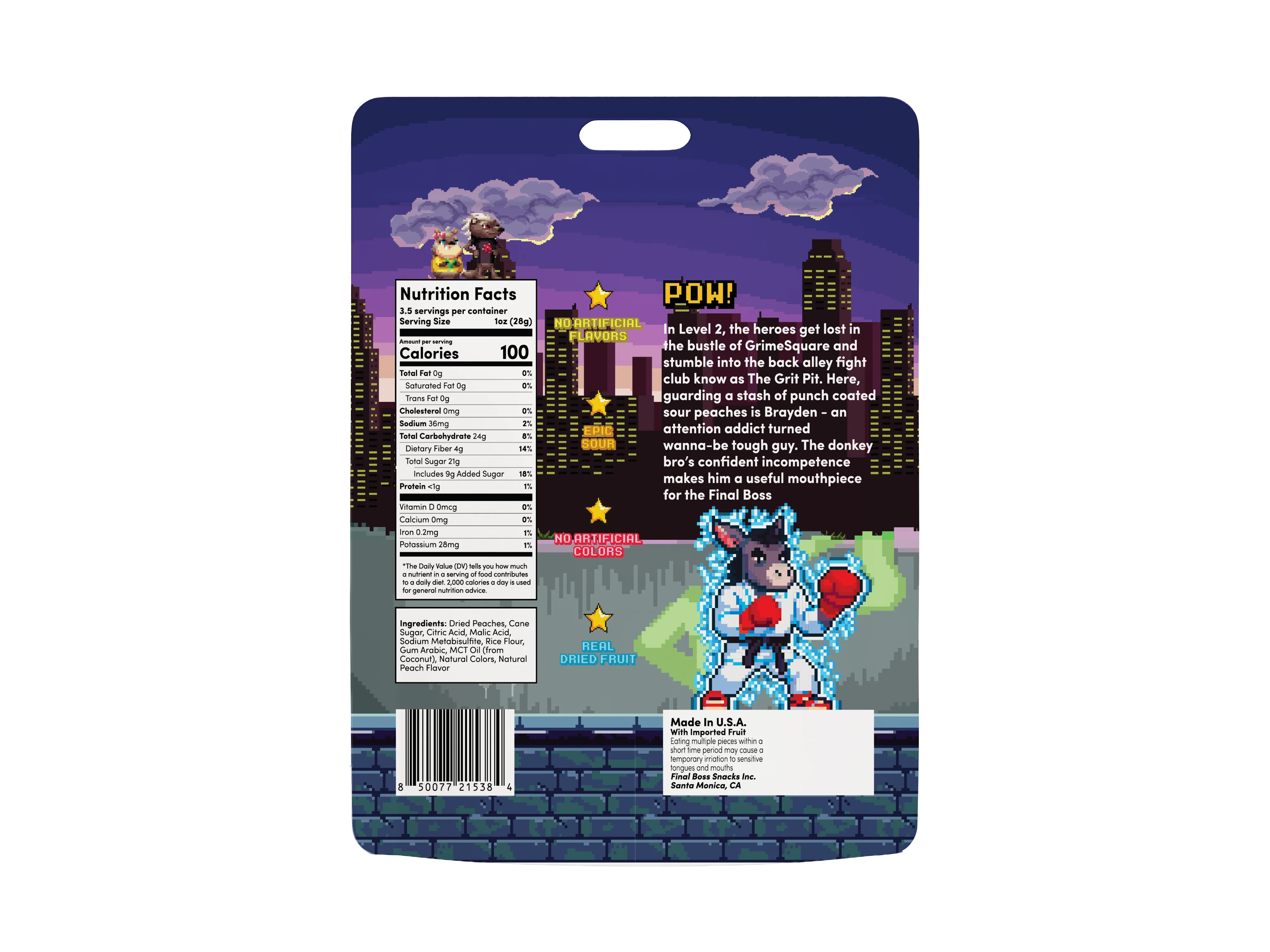 Final Boss Sour Level 2 Punch-Out Peaches (3.52oz) - Image 2