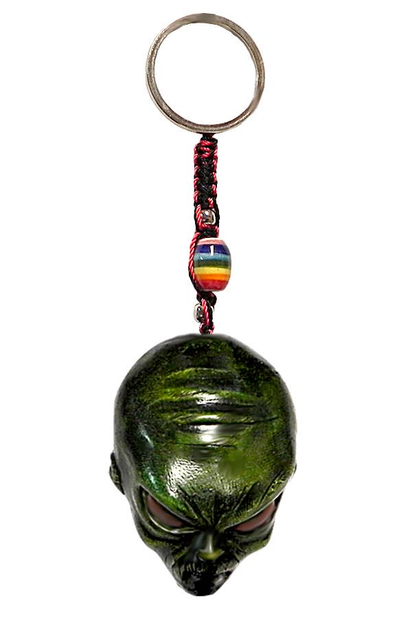 Green Alien Head Durepox Resin Figurine Keychain