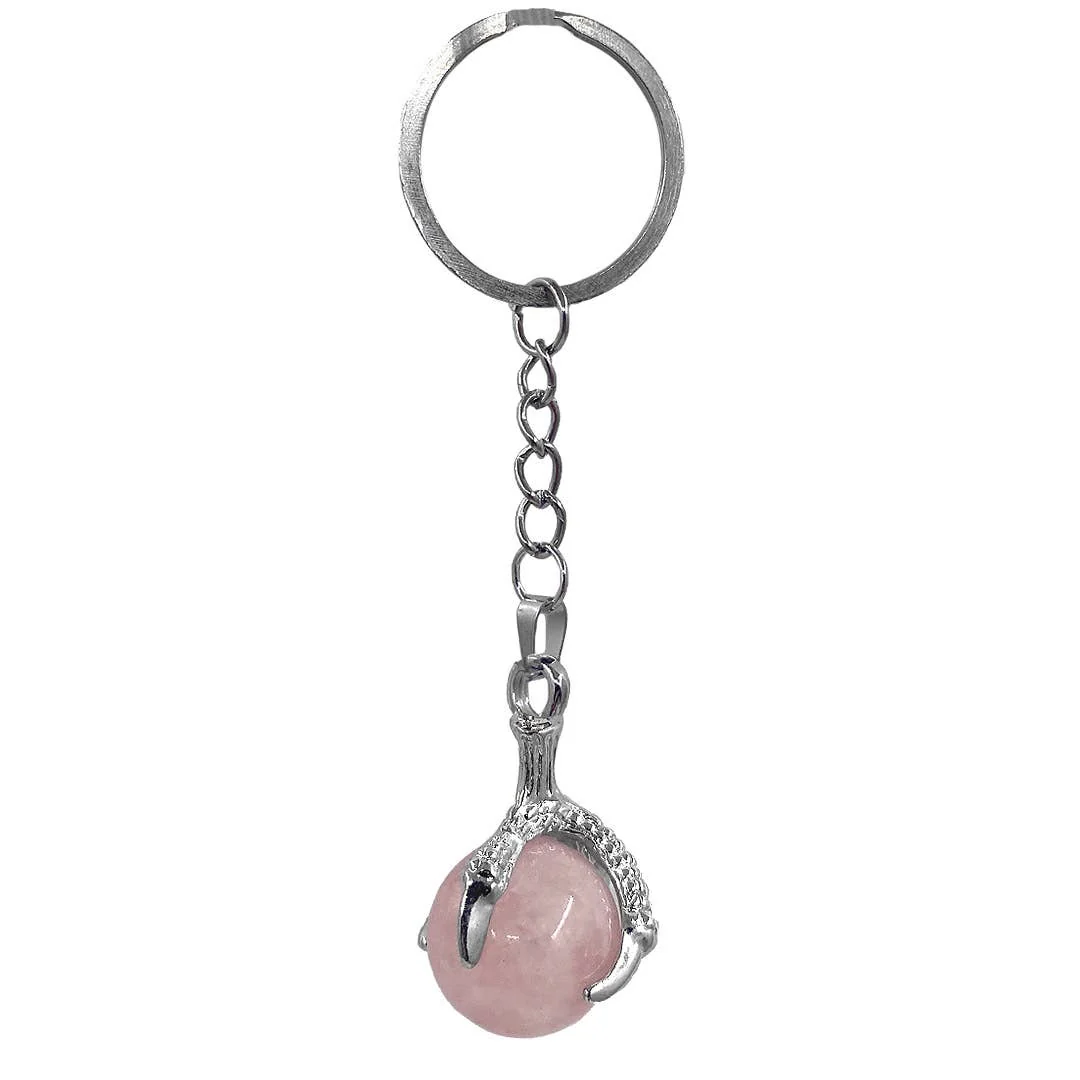 Metal Dragon Claw Stone Crystal Ball Keychain - Image 2