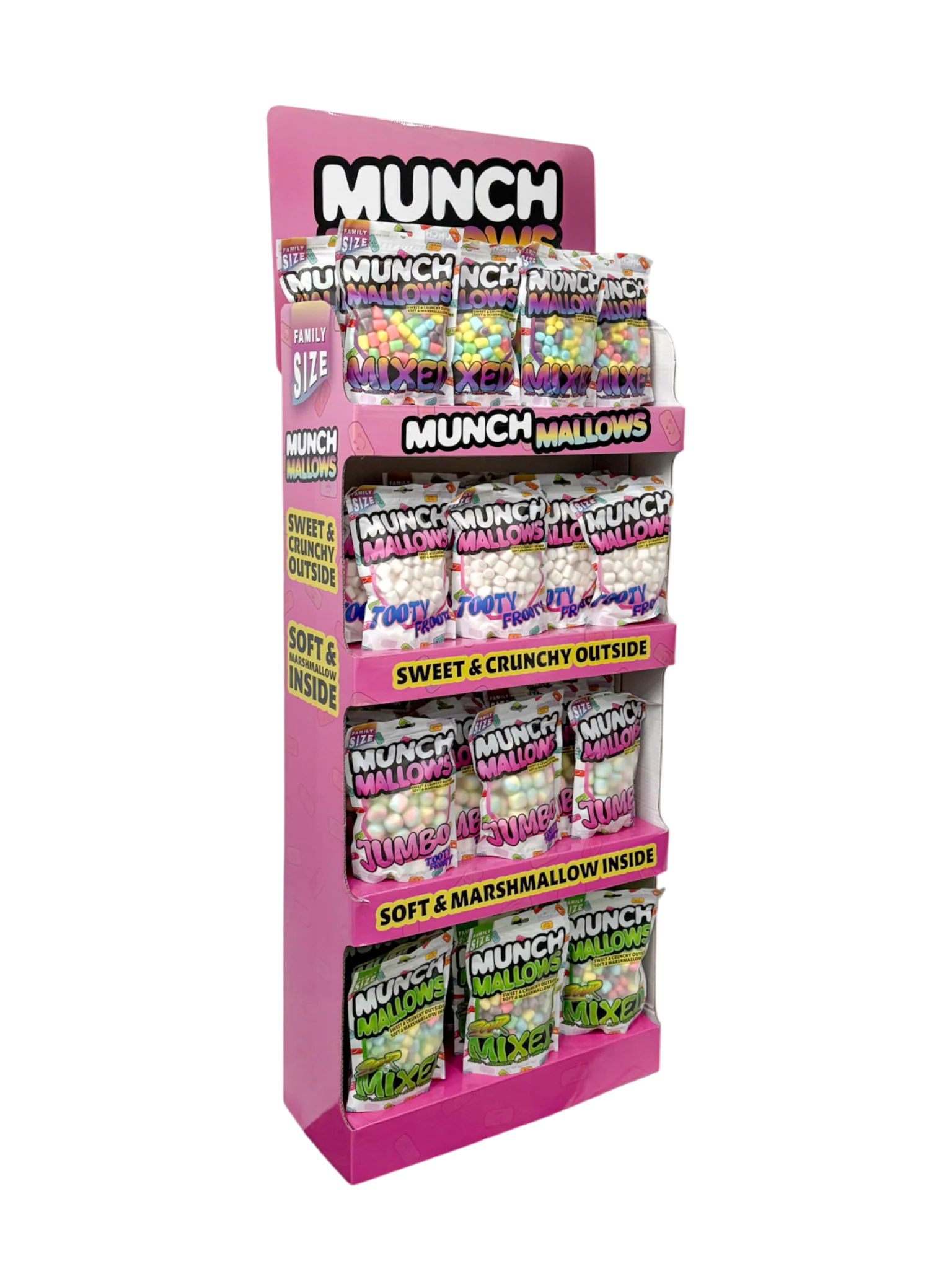 Munch Mallows Prepacked Display - Marshmallow Candy - 72 bag: Includes SOUR