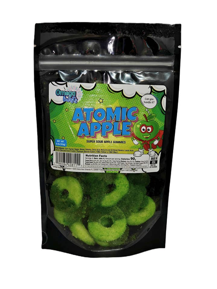 Omega Bursts Atomic Apple Super Sour Ring Gummies