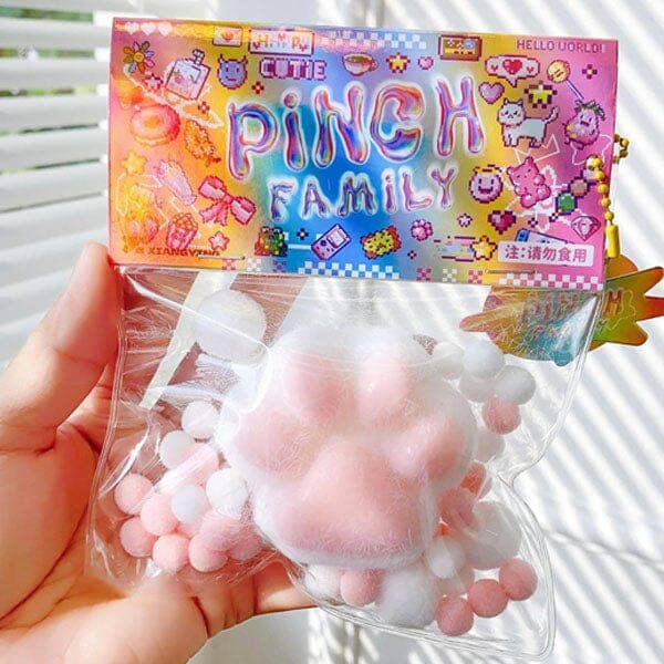 Pinch Family Taba Super Squishy Fidget Toys (1pc) Multiple Styles: Blue & White Furry Paw - Image 4