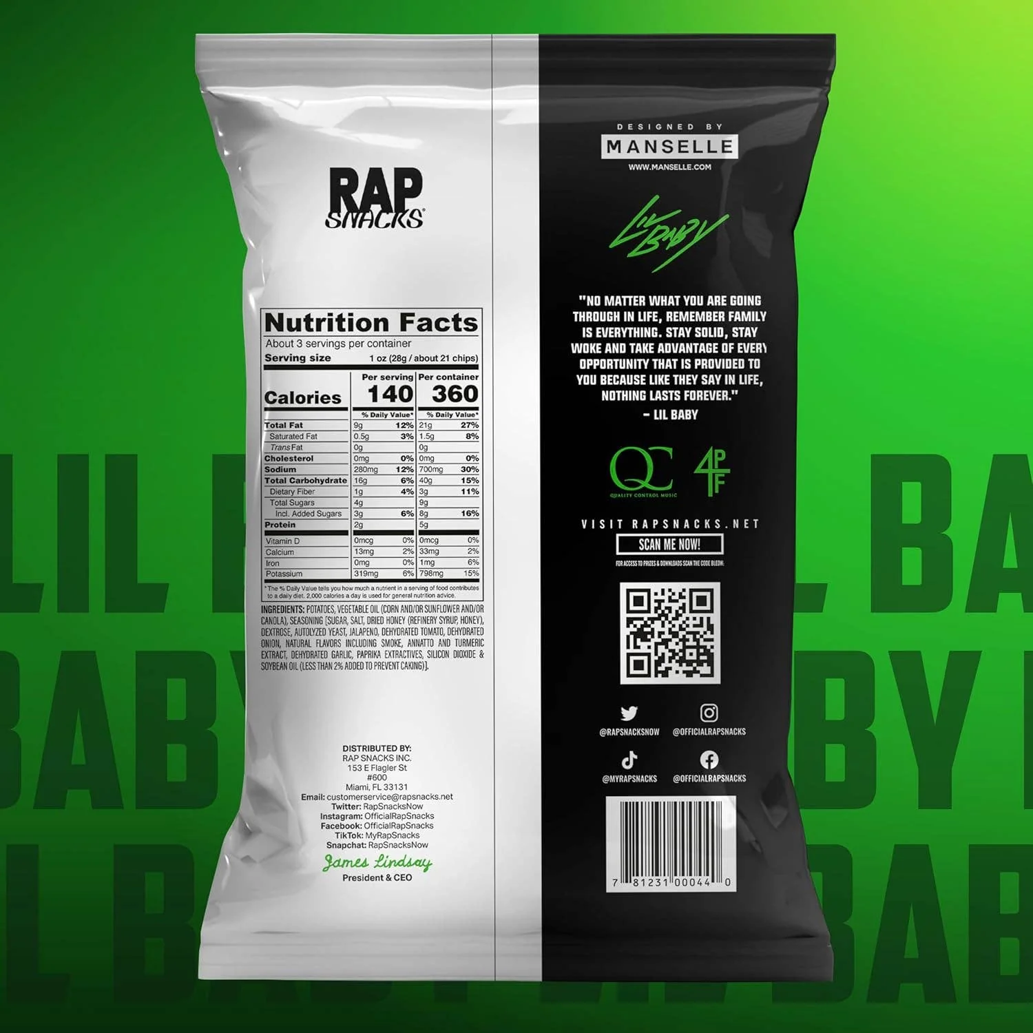 Rap Snacks Lil Baby Honey Jalapeno Potato Chips (2.5oz) - Image 2