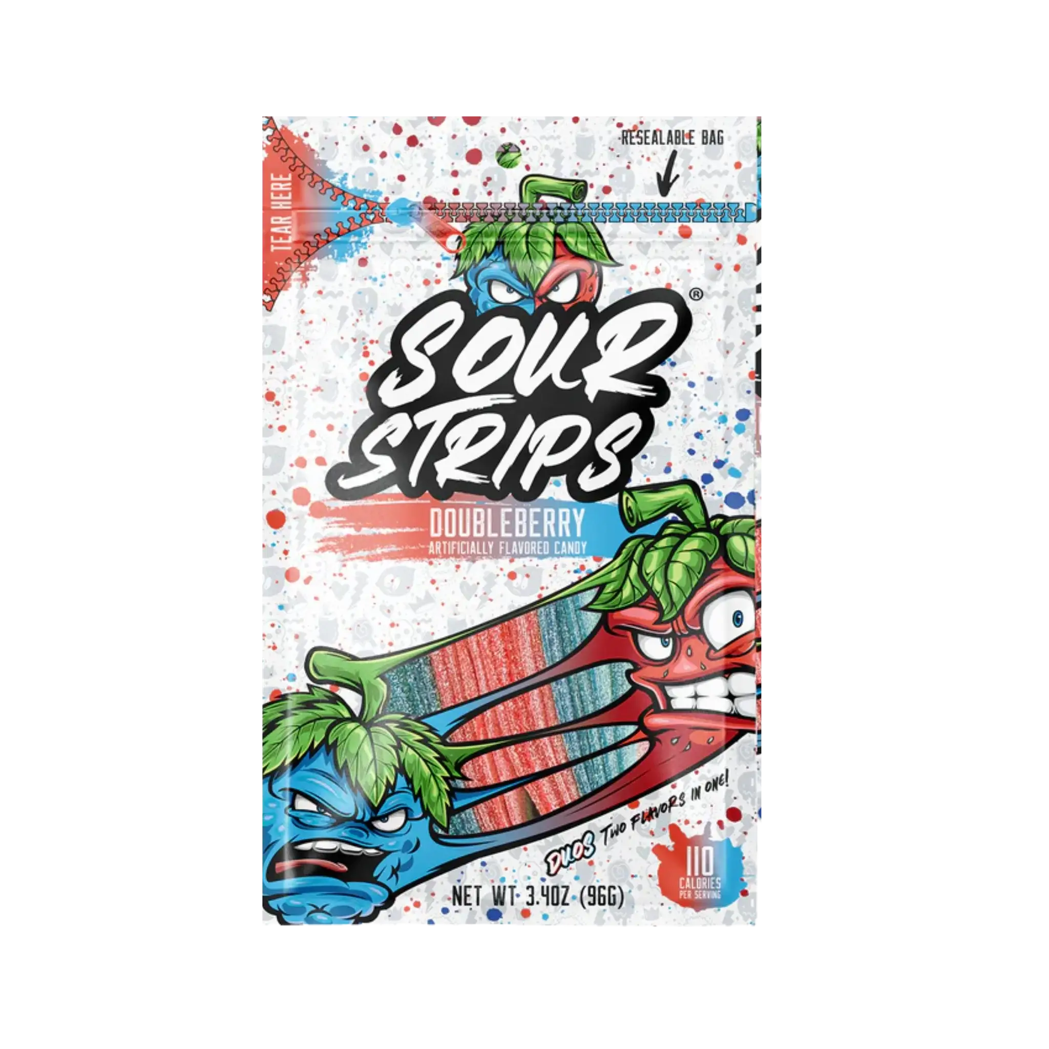 SOUR STRIPS DUOS DOUBLEBERRY FLAVORED PEG BAG