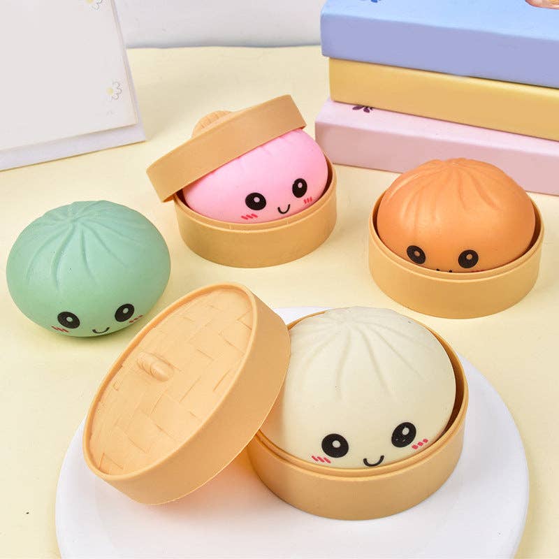 Squishy Dumpling Bao Bun Fidget Toy-random color In stock: Emoji buns